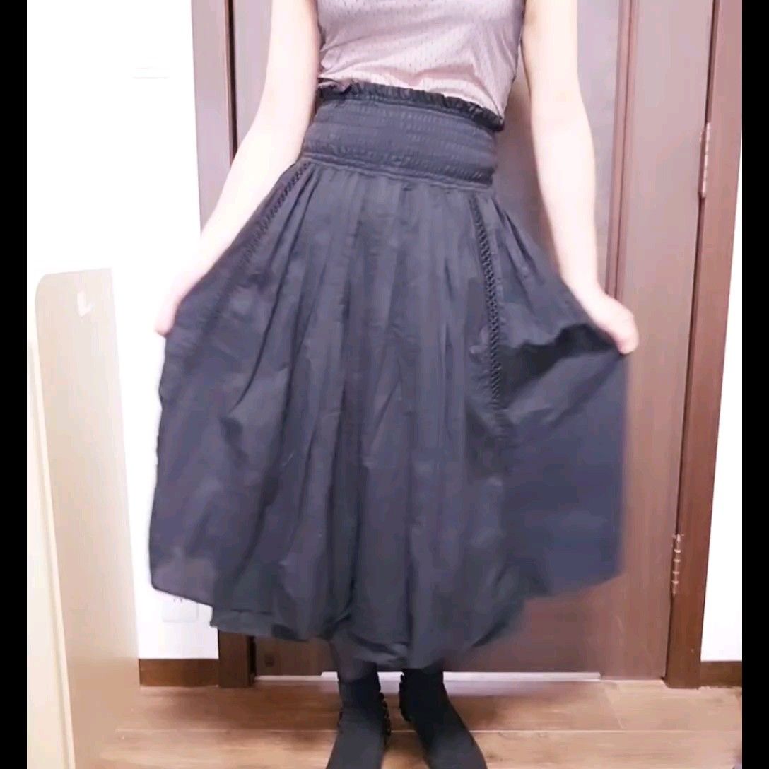 A664 シャーリング フレアパンツ キュロット コットン