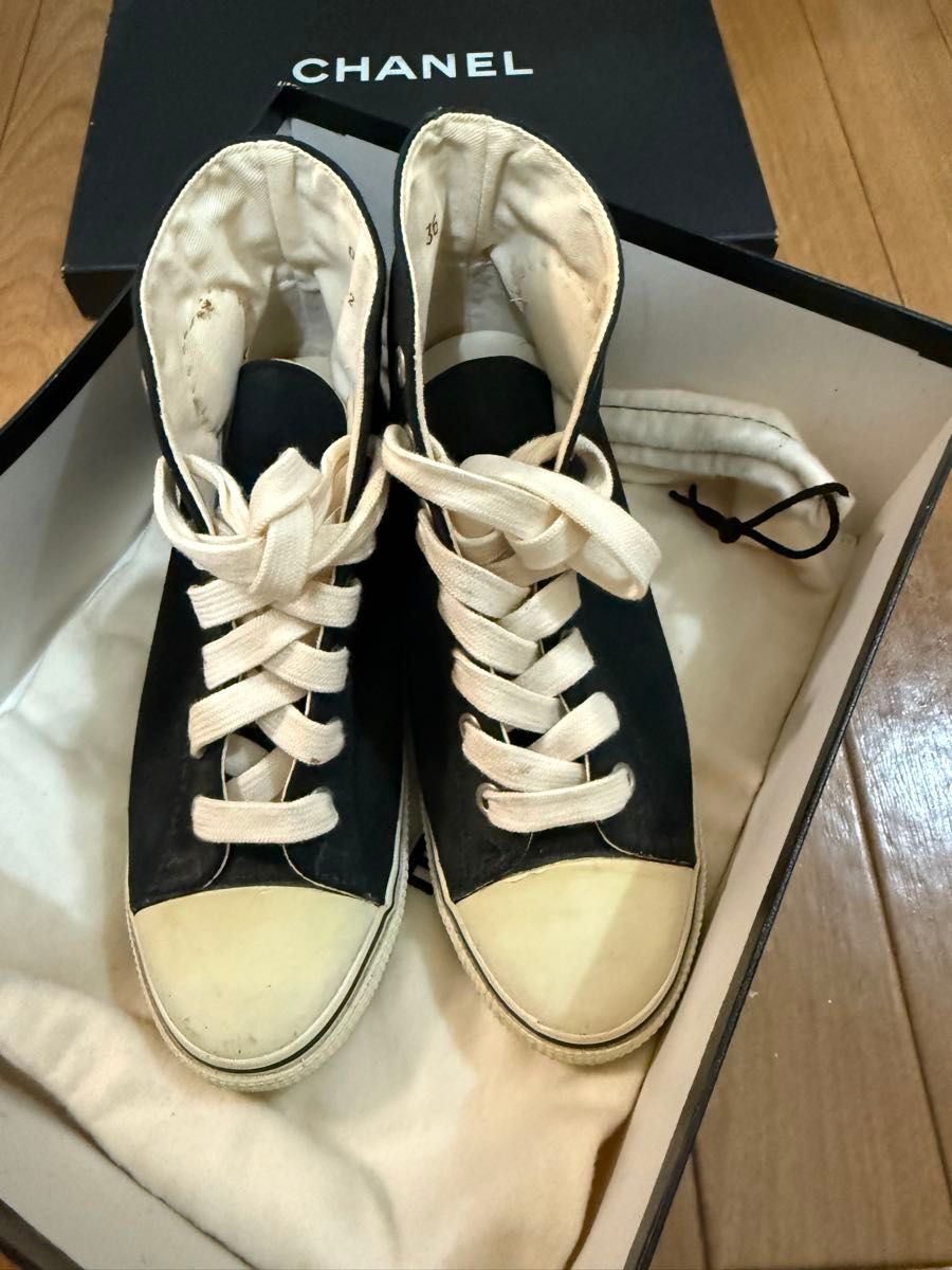 CHANEL ヴィンテージ ハイカットスニーカー 36|Yahoo!フリマ CHANEL ヴィンテージ ハイカットスニーカー 36|Yahoo!フリマ
