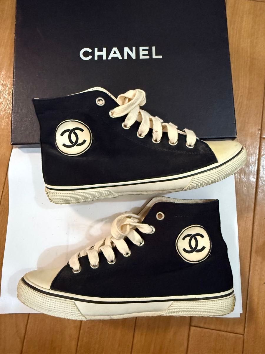 CHANEL ヴィンテージ ハイカットスニーカー 36|Yahoo!フリマ CHANEL ヴィンテージ ハイカットスニーカー 36|Yahoo!フリマ