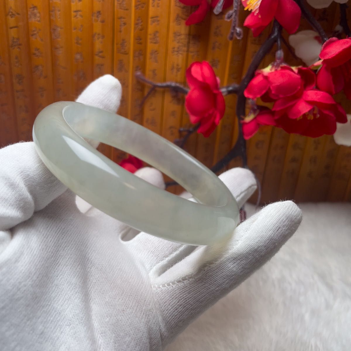 62 9mm)天然石【岫玉】 軟玉/翡翠/和田玉バングル 62 9mm)天然石【岫玉】 軟玉/翡翠/和田玉バングル