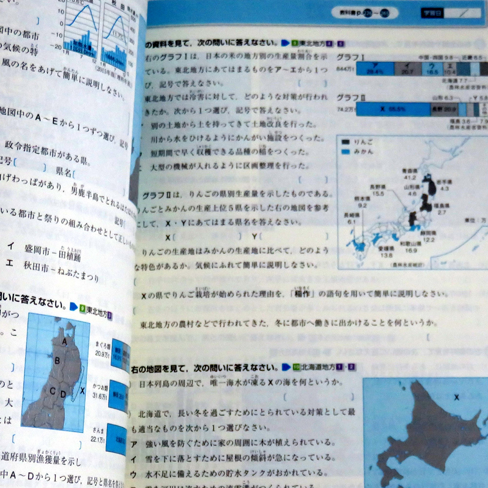 中学生 学習塾用 テキスト 社会 地理Ⅱ iワーク 塾専用 iワークプラス 解答と解説 3冊＜教出＞ポスト投函 追い込み授業おくれに 冬休み_画像4