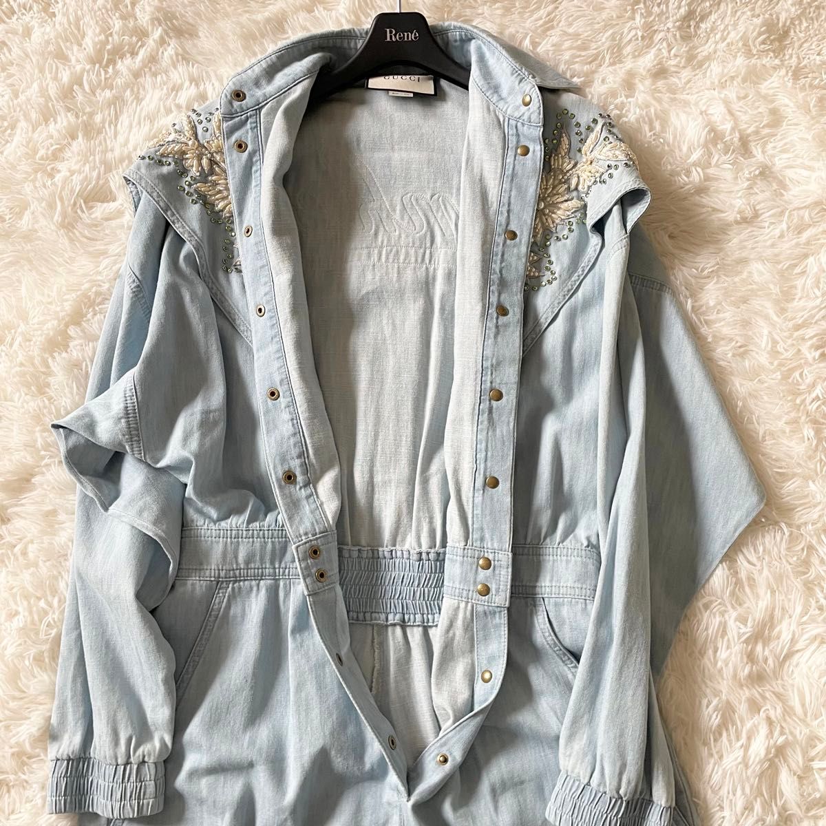 新品未使用 GUCCI グッチ ヤンキースコラボ デニム サロペット 新品未使用 GUCCI グッチ ヤンキースコラボ デニム サロペット