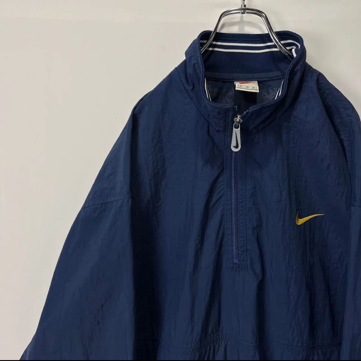 NIKE ナイキ ハーフジップ 両面刺繍ロゴ ナイロンジャケット 90s NIKE ナイキ ハーフジップ 両面刺繍ロゴ ナイロンジャケット 90s