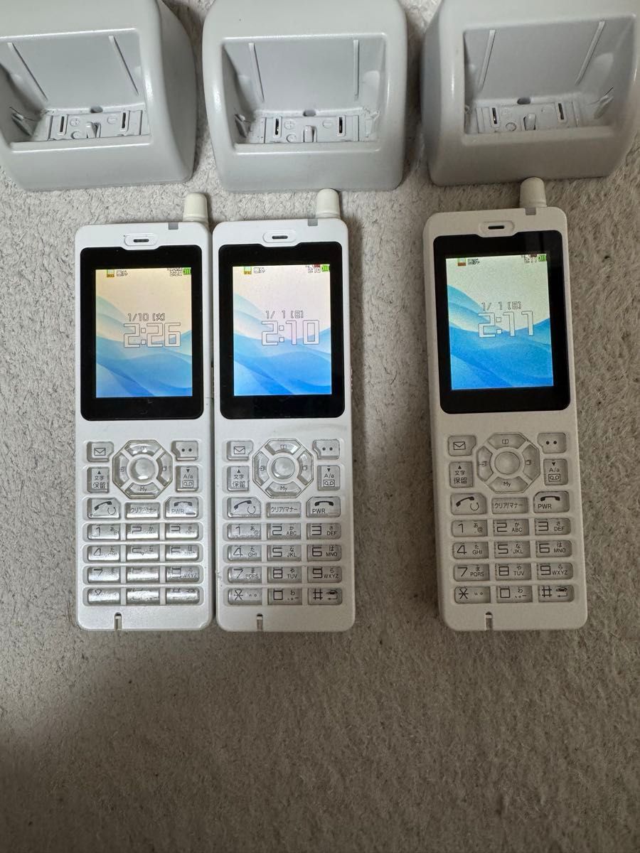 WILLCOM WX01J R ホワイト PHS3台セット 充電器 充電アダプタ WILLCOM WX01J R ホワイト PHS3台セット 充電器 充電アダプタ