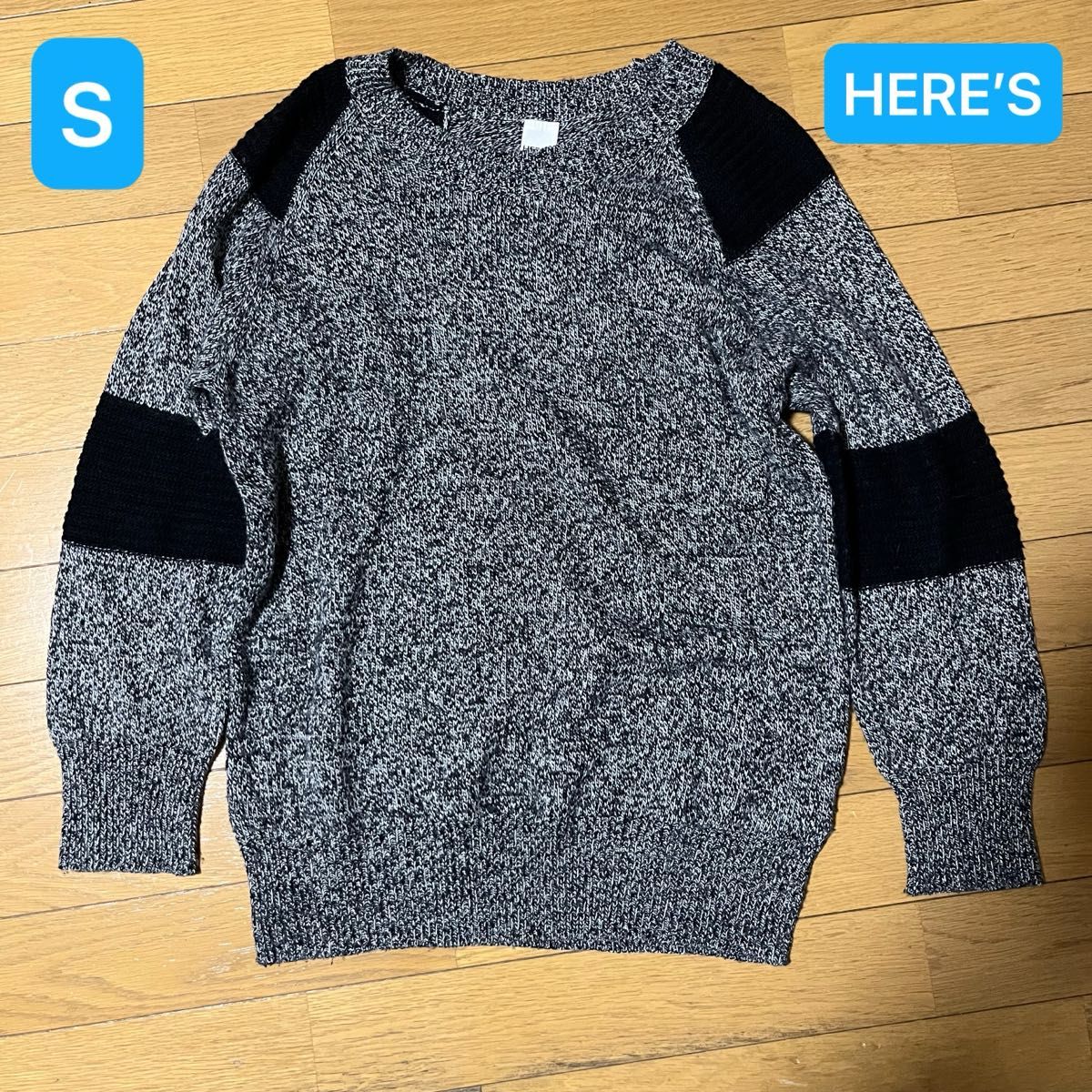 Sサイズ HERE'S 長袖ニット セーター グレー 黒 白|Yahoo Sサイズ HERE'S 長袖ニット セーター グレー 黒 白|Yahoo