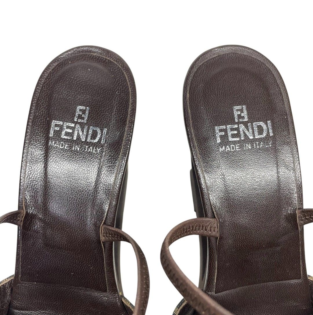 FENDI フェンディ サンダル ズッカ ズッカ柄 ブラウン ヒール 35 FENDI フェンディ サンダル ズッカ ズッカ柄 ブラウン ヒール 35