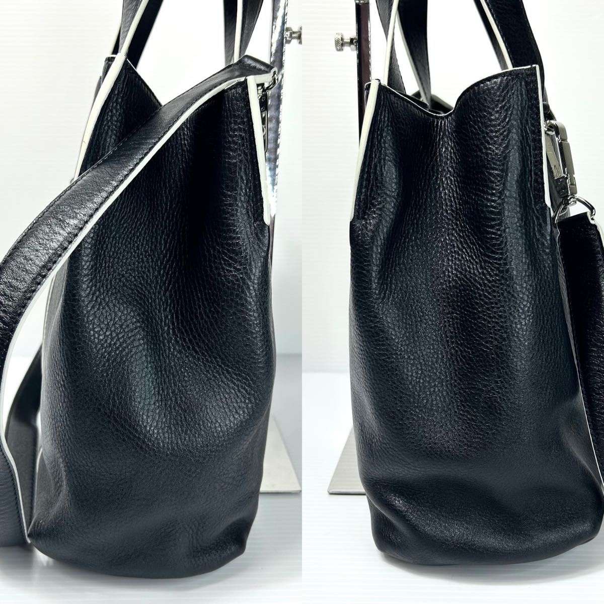 美品 HIROFU ヒロフ 2way トートバッグ ショルダー シボ レザー 美品 HIROFU ヒロフ 2way トートバッグ ショルダー シボ レザー