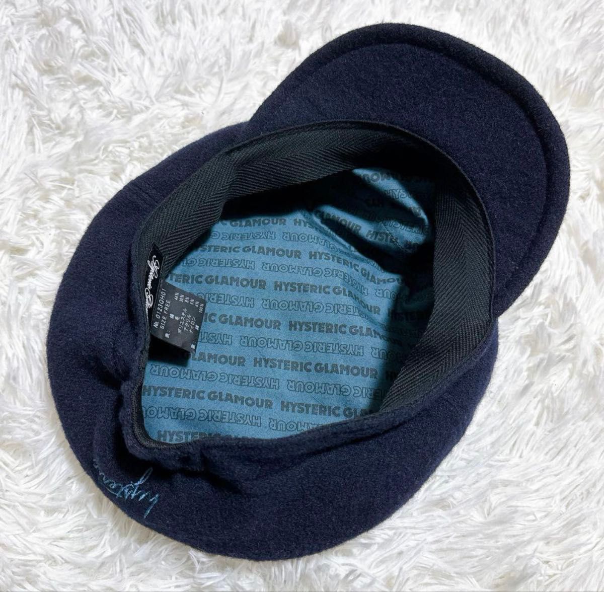 極美品ヒステリックグラマーシンプルロゴ刺繍キャスケット帽子 極美品ヒステリックグラマーシンプルロゴ刺繍キャスケット帽子