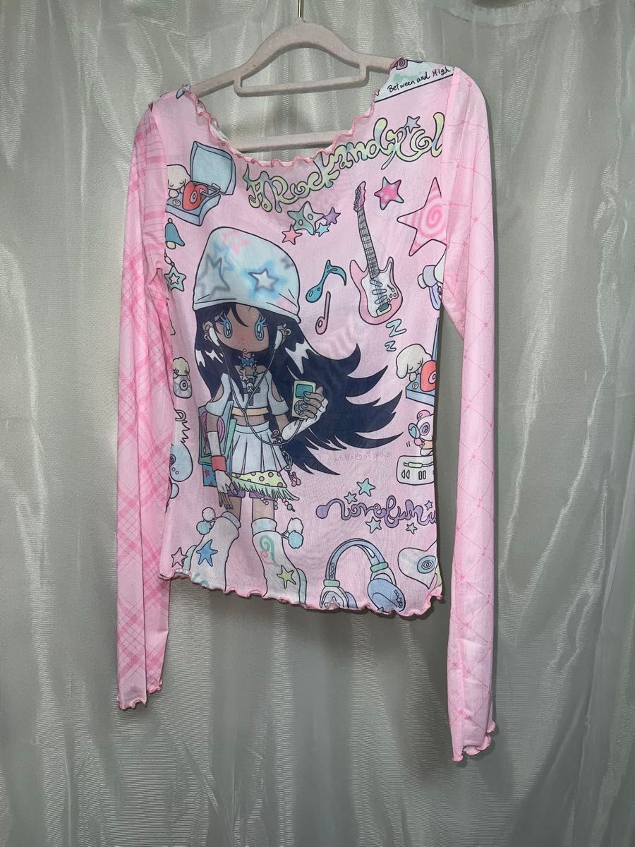 y2k 00s トップス セカンドスキン パワーネット Tシャツ ピンク y2k 00s トップス セカンドスキン パワーネット Tシャツ ピンク