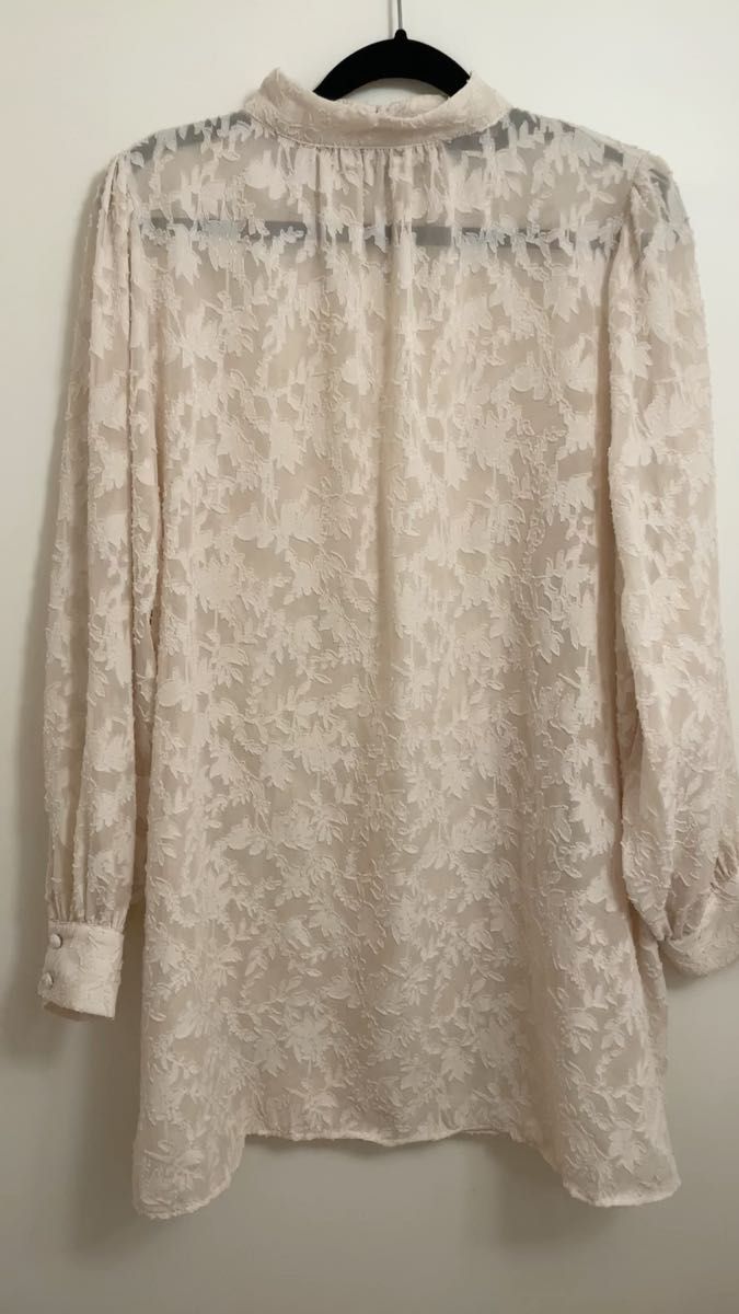 長袖ブラウス シフォンブラウス シースルーブラウス リボンブラウス ハイネックブラウス シフォンブラウス 清楚 上品 婚活 未使用