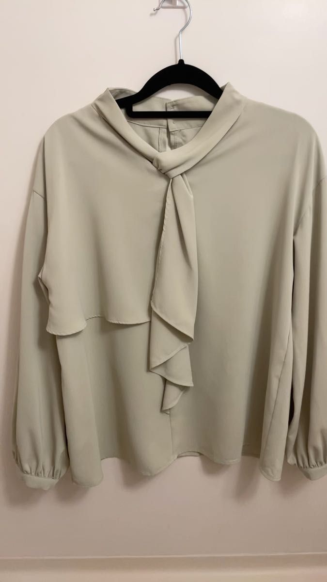 長袖ブラウス シフォンブラウス シースルーブラウス リボンブラウス ハイネックブラウス シフォンブラウス 清楚 上品 婚活 未使用