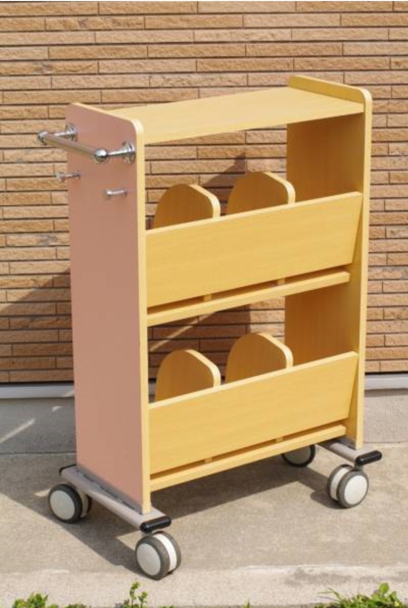 アズワン株式会社 木製カルテワゴン キャビネット ピンク WOOD-P40 718