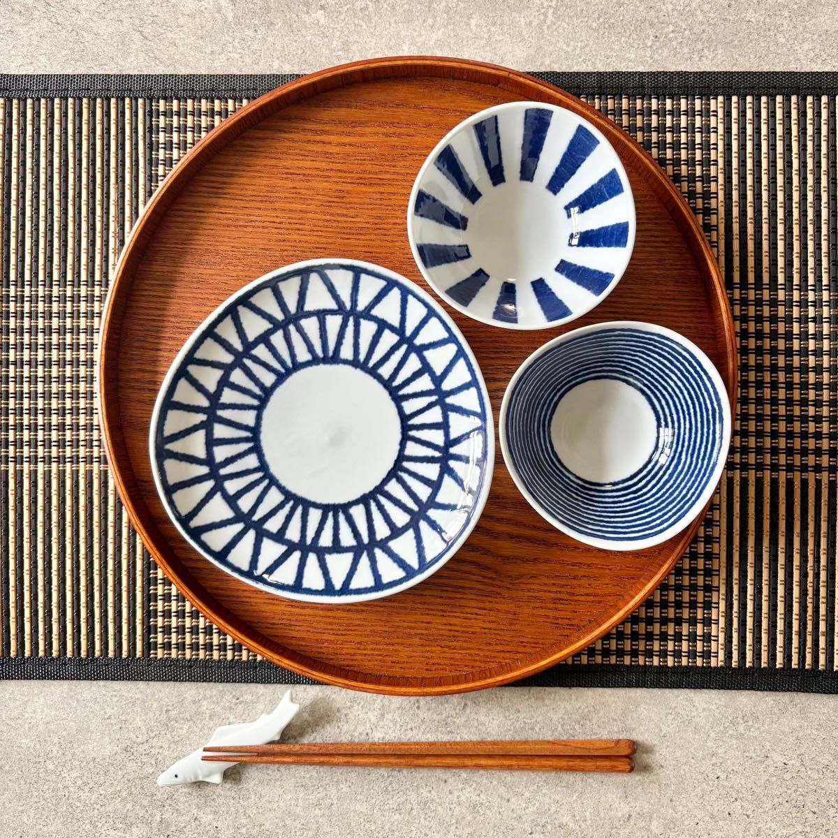 通販 激安 波佐見焼 変形皿 白 青 aidama indigo 中皿 取り皿 6枚セット 皿・プレート