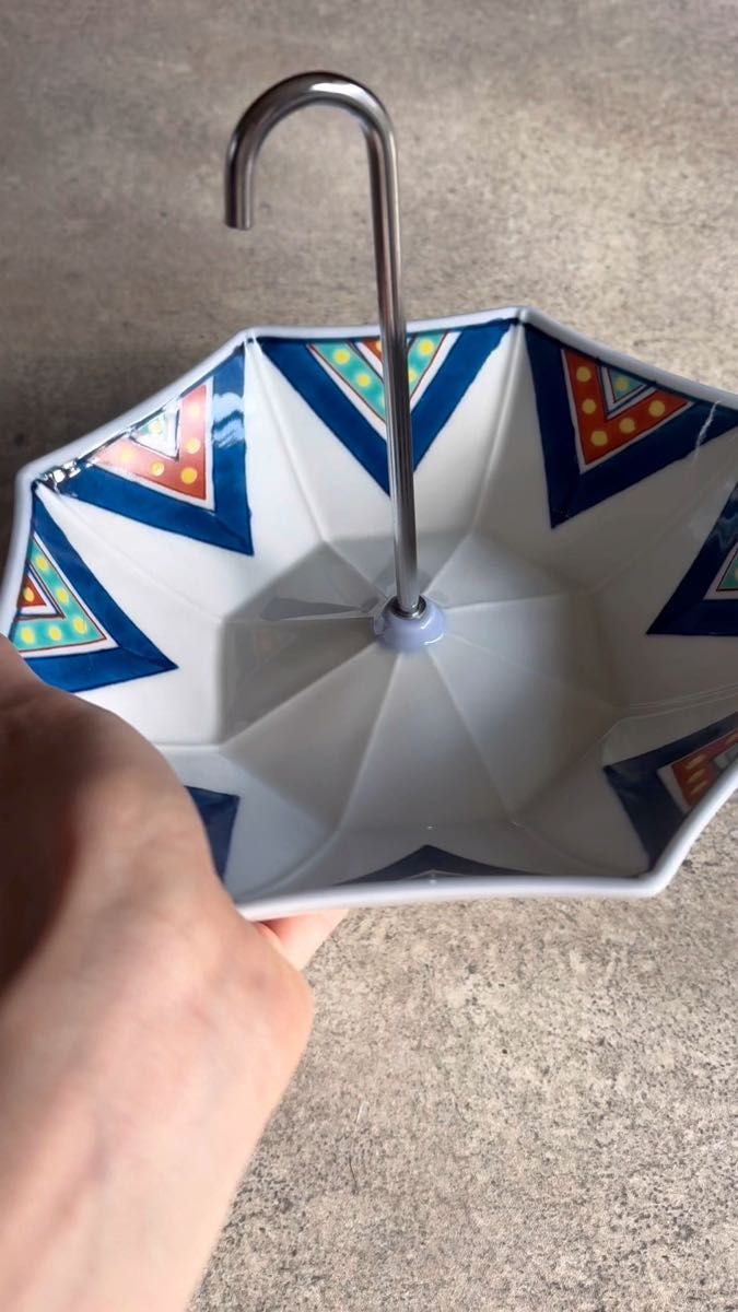 傘型 菓子鉢 菓子器 パラソル型 オシャレ 古伊万里 染錦 レトロ 和食器 白 傘の形のお皿 菓子皿 菓子盆 アンブレラ型