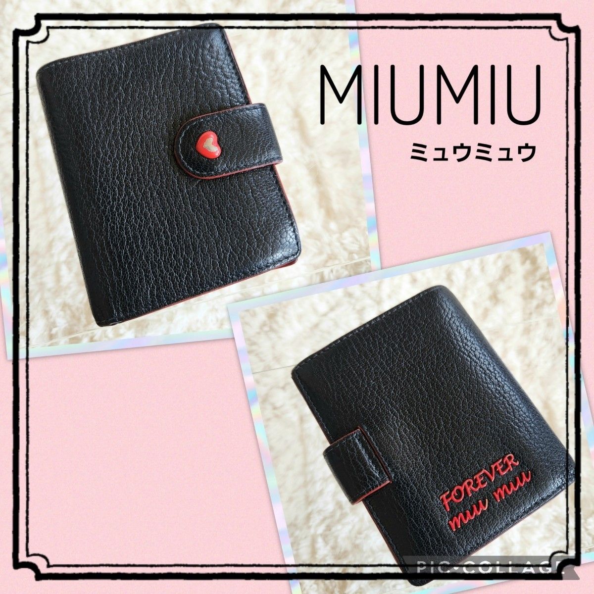 MIUMIU ミュウミュウ 二つ折り財布 マドラスフォーエバー ハート MIUMIU ミュウミュウ 二つ折り財布 マドラスフォーエバー ハート