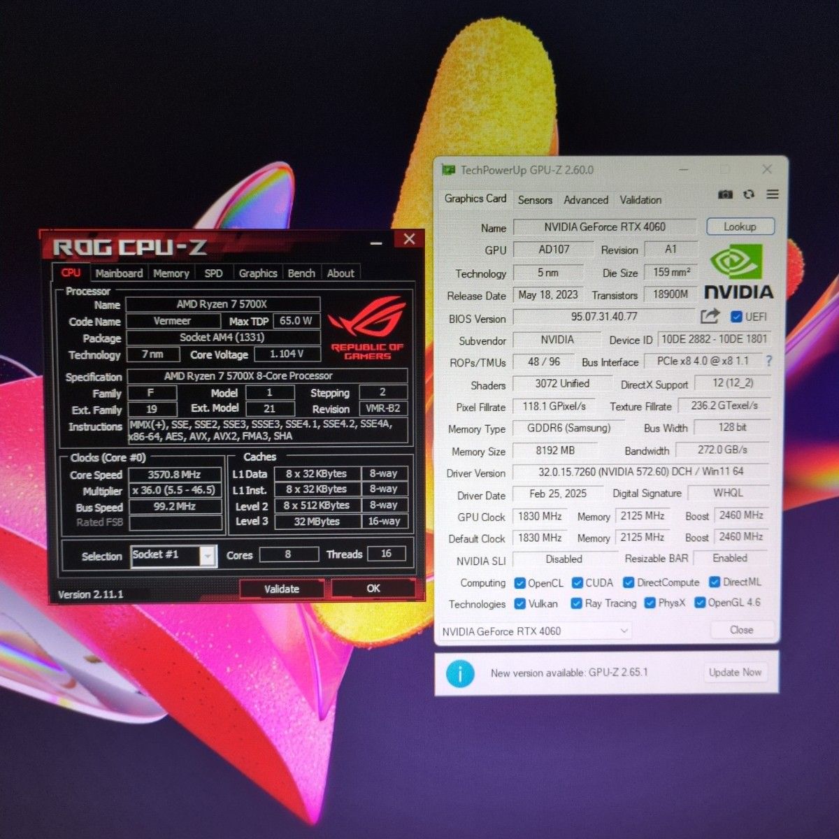 ゲーミングPC Ryzen7 5700X / RTX4060 32GB 1TB Win11認証済み ゲーミングPC Ryzen7 5700X / RTX4060 32GB 1TB Win11認証済み