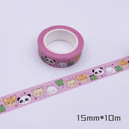 ★新品　マスキングテープ　15mm　うさぎ　ぱんだ　犬　ネコ　猫　イヌ　動物　アニマル　マステ★_画像2