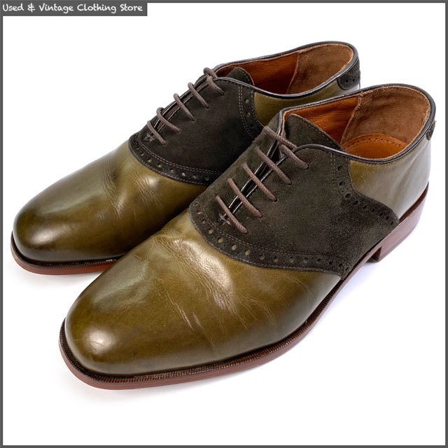 即決★Florsheim by Duckie Brown for Brooks Brothers★26cm位 レザーサドルシューズ ブルックスブラザーズ 8 茶系 本革 ヌバックシューズ_画像1