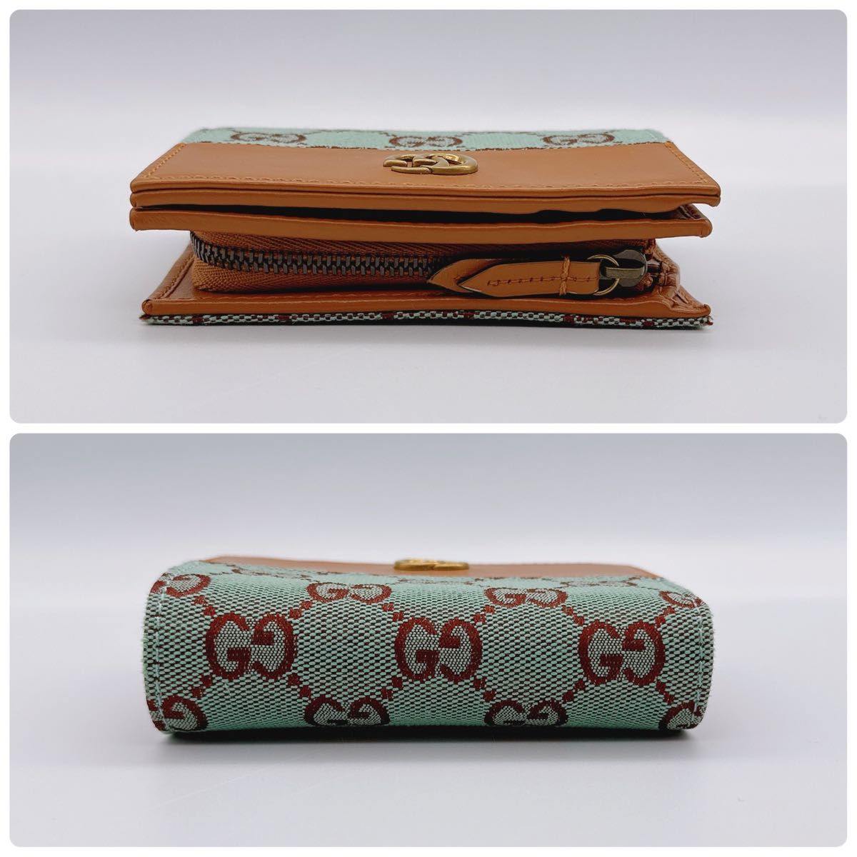 極美品】GUCCI グッチ GG 二つ折り財布 トリムウォレット ペイル 極美品】GUCCI グッチ GG 二つ折り財布 トリムウォレット ペイル