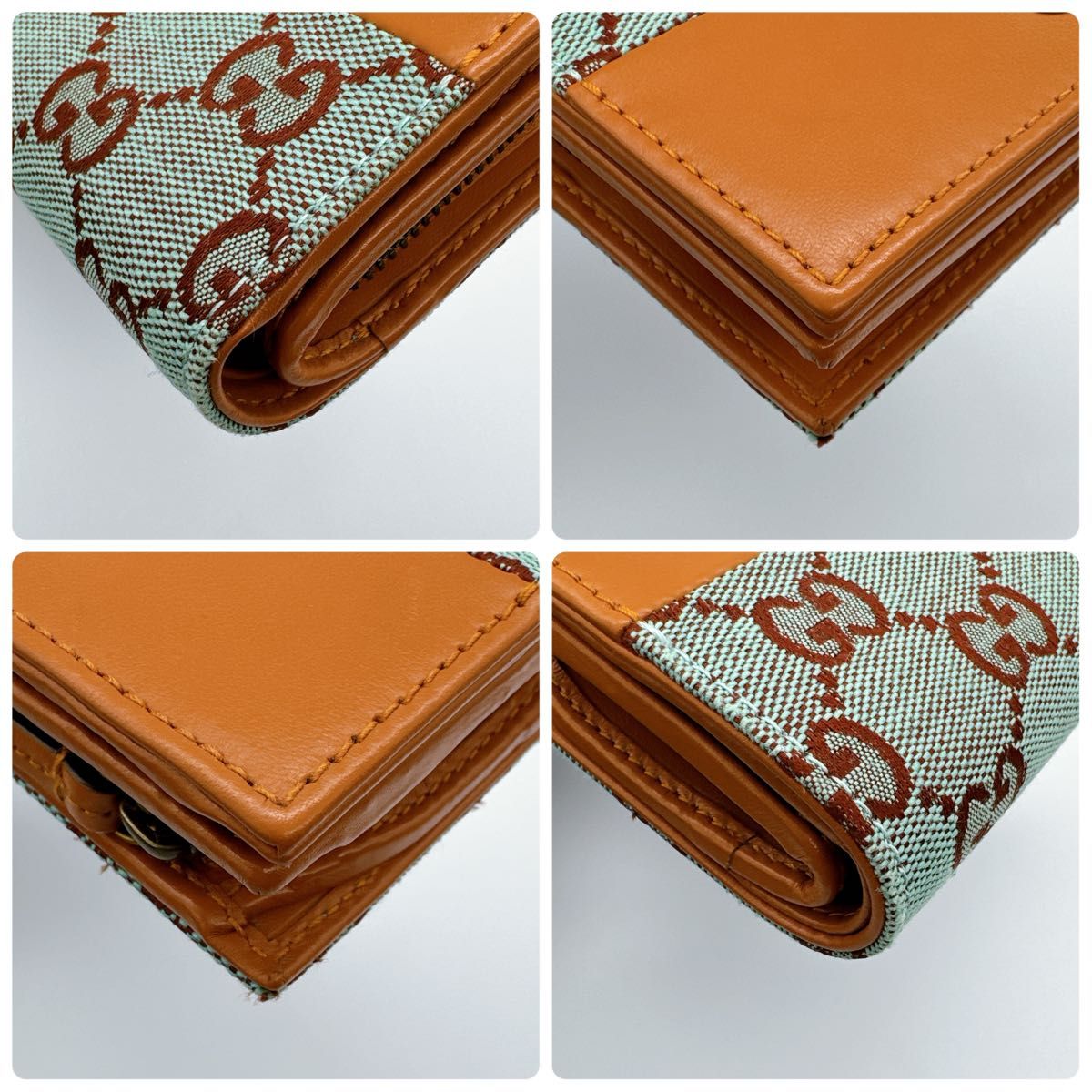 極美品】GUCCI グッチ GG 二つ折り財布 トリムウォレット ペイル 極美品】GUCCI グッチ GG 二つ折り財布 トリムウォレット ペイル