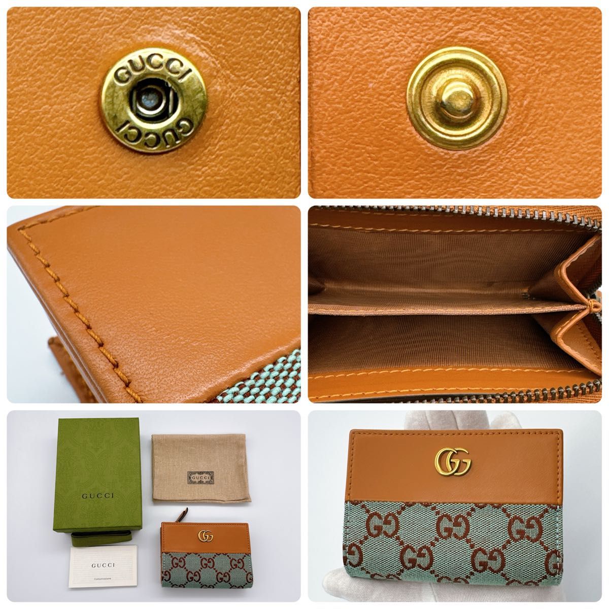 極美品】GUCCI グッチ GG 二つ折り財布 トリムウォレット ペイル 極美品】GUCCI グッチ GG 二つ折り財布 トリムウォレット ペイル