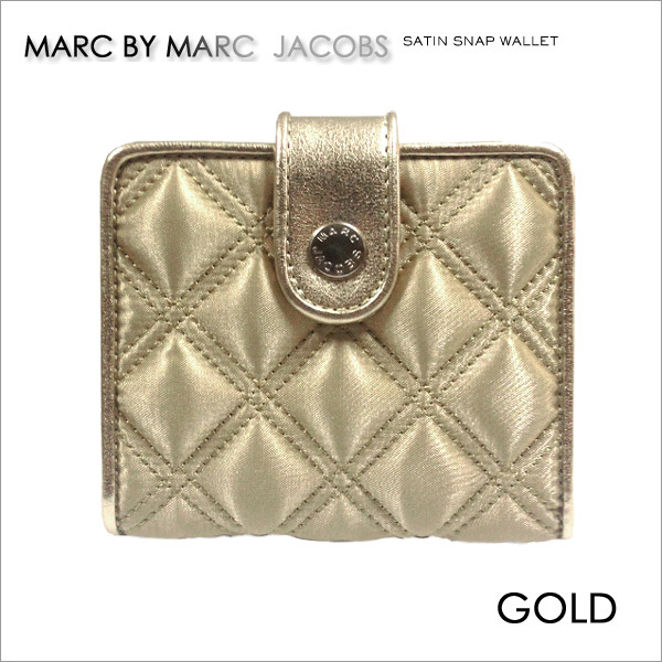 【訳あり】　Marc By Marc Jacobs マーク バイ マークジェイコブス　サテン　スナップ　ウォレット　パスケース　財布　ゴールド_画像1