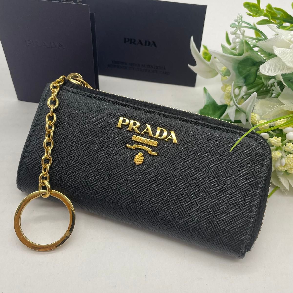 プラダ PRADA コインケース 小銭入れ キーリング サフィアーノ プラダ PRADA コインケース 小銭入れ キーリング サフィアーノ