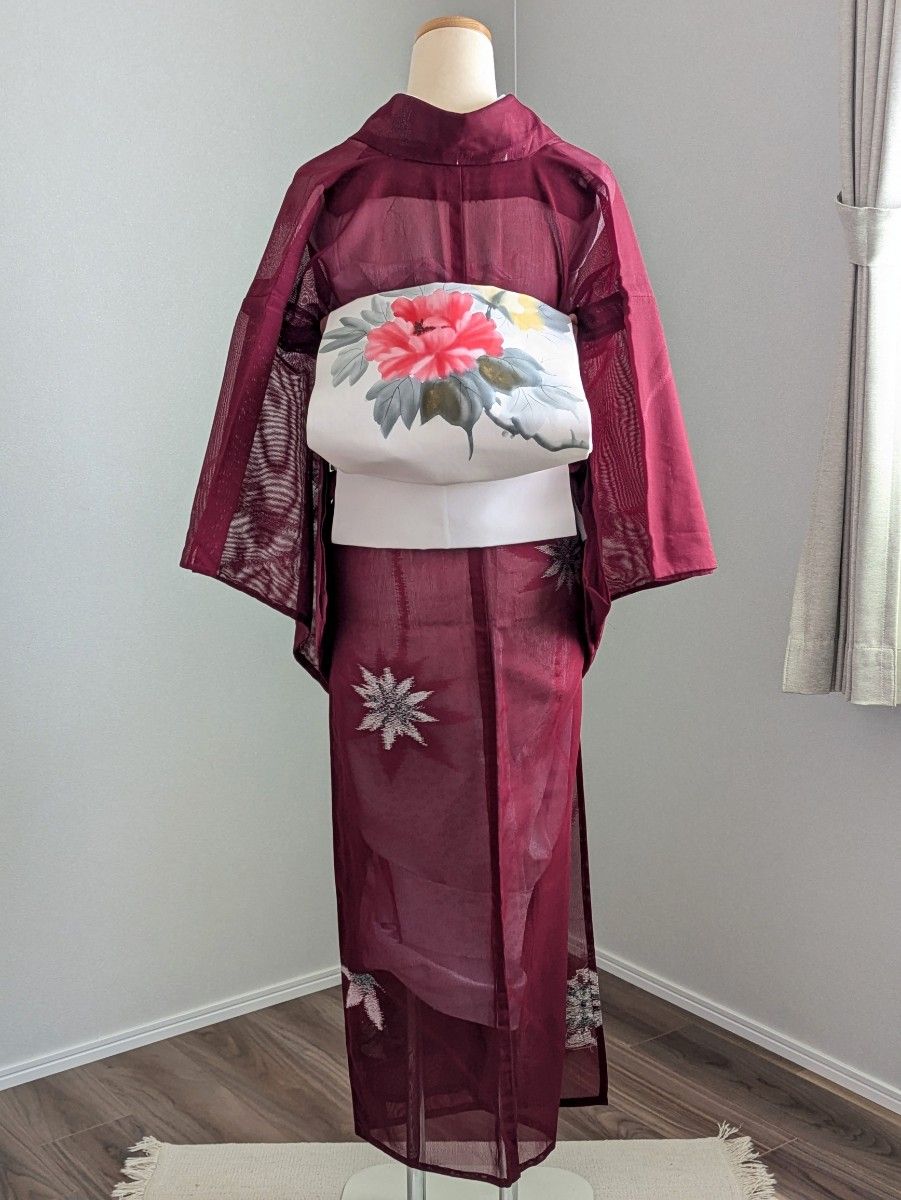 単衣】夏着物 紗 小紋 身丈150裄61 えんじ色|Yahoo!フリマ(旧 単衣】夏着物 紗 小紋 身丈150裄61 えんじ色|Yahoo!フリマ(旧