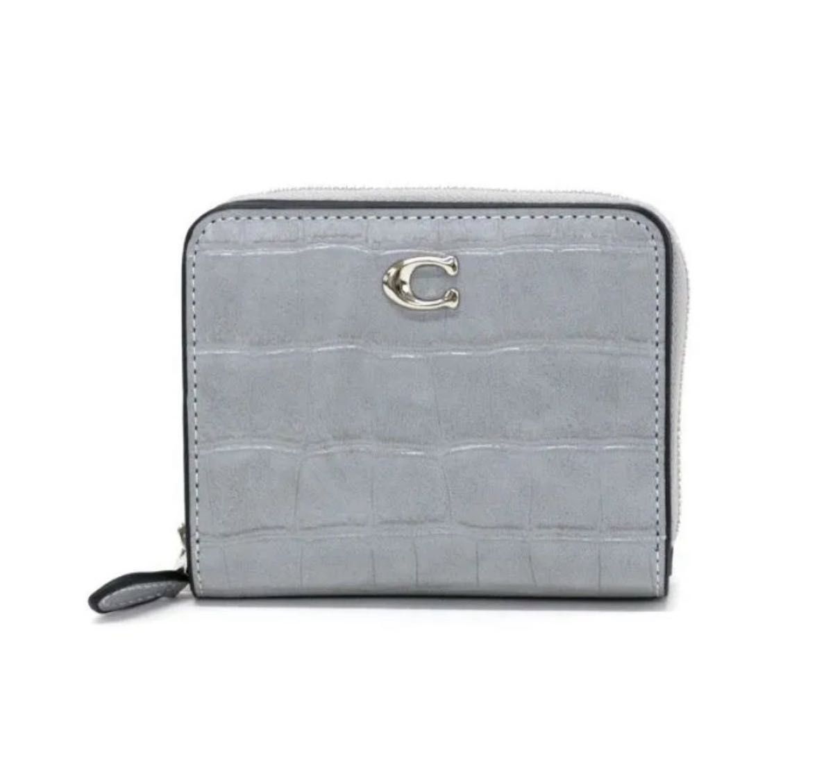 コーチ COACH CP442 クロコ ビルフォールド ウォレット グレー コーチ COACH CP442 クロコ ビルフォールド ウォレット グレー