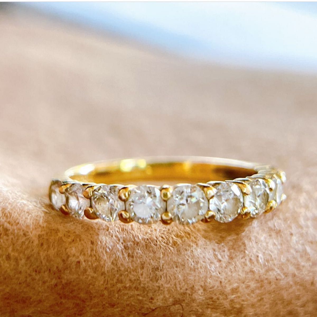 5434】 K18 天然ダイヤモンド 1ct ハーフエタニティリング 5434】 K18 天然ダイヤモンド 1ct ハーフエタニティリング