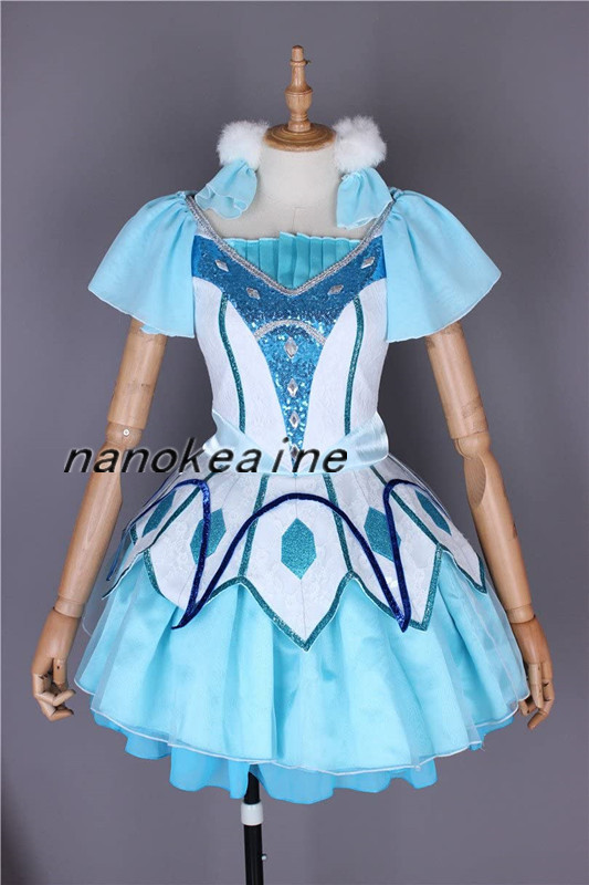 修正版高品質黒澤ルビィ WATER BLUE NEW WORLD コスプレ衣装 パニエ付き 風(ウィッグ 靴別売り)