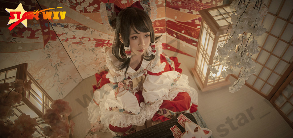 修正版高品質 コスプレ衣装 東方Project 博麗霊夢 巫女 風(ウィッグ 靴別売り)
