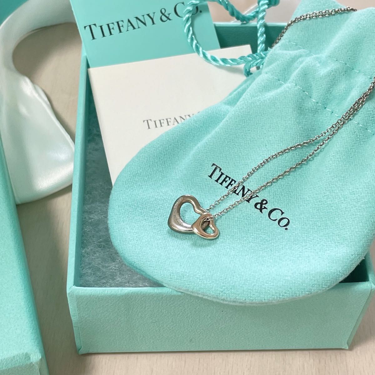 Tiffany & Co ダブルオープンハートペンダント 専用箱リボン紙袋 Tiffany & Co ダブルオープンハートペンダント 専用箱リボン紙袋