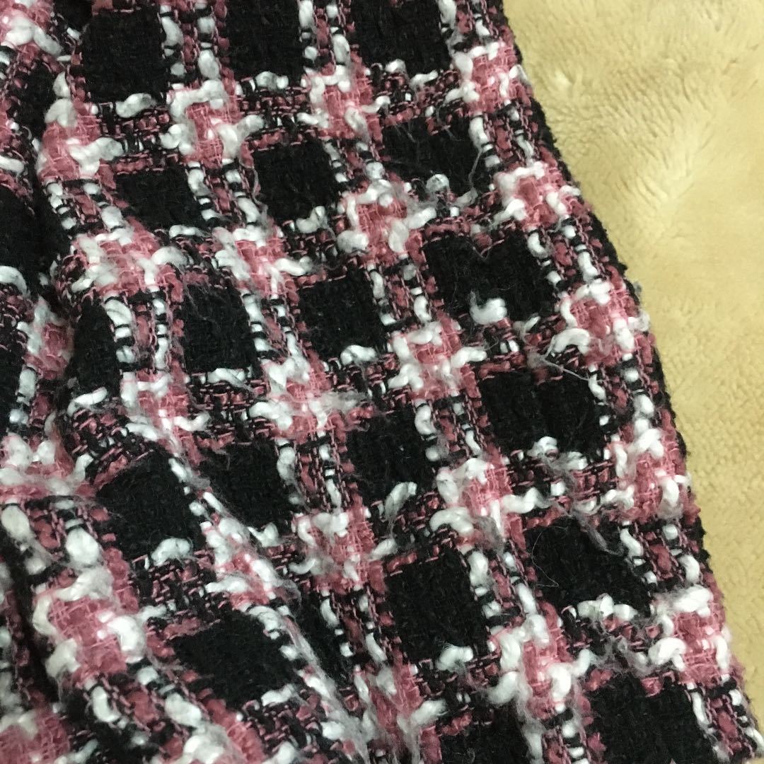 ヤフオク 裏地付き チャック S Tweed ツイード ピンク 黒 ヤフオク 裏地付き チャック S Tweed ツイード ピンク 黒