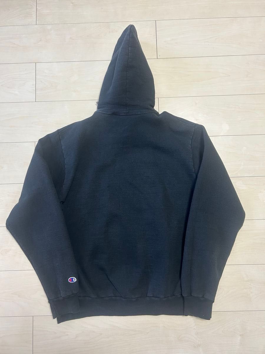 希少レアChampionハーフジップパーカー 90sUSAブラック 希少レアChampionハーフジップパーカー 90sUSAブラック