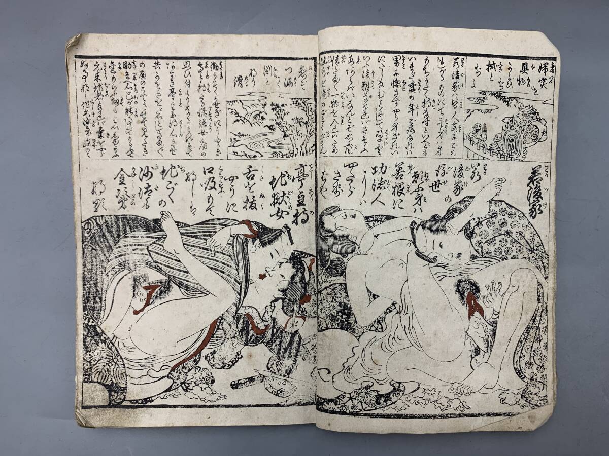 4#B/6999 гравюры эротического характера Edo период глянец книга@ окраска гравюра на дереве картина в жанре укиё ..... женщина цветок . отходит . газонная трава . чай магазин подушка ... гейша изображение красавицы 60 размер 