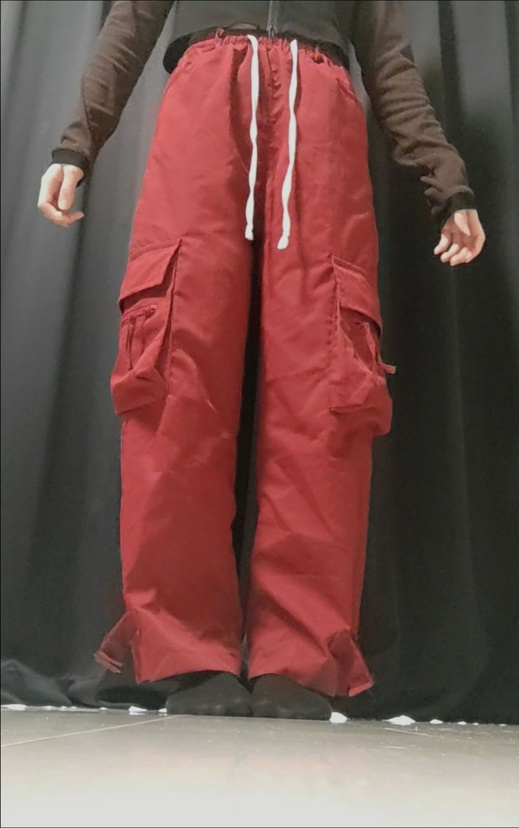 カーゴパンツ 赤 ワインレッド ストリート パンツ