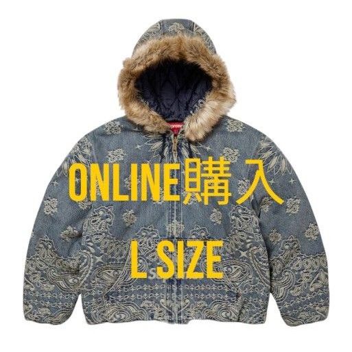 Lsize Supreme Bandana Jacquard Denim Hooded Work Jacket Lsize Supreme Bandana Jacquard Denim Hooded Work Jacket