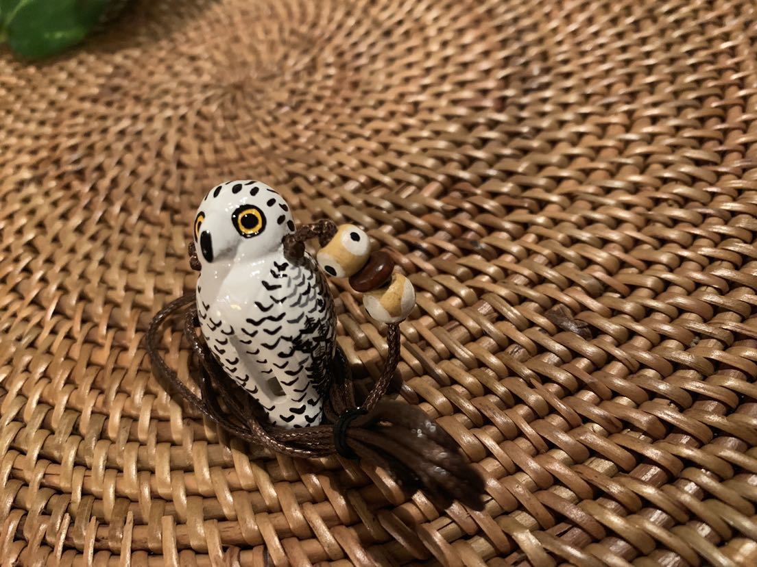 * free shipping * hand made bird pipe necklace * white owl *Snowly owl* one point thing ST_M2