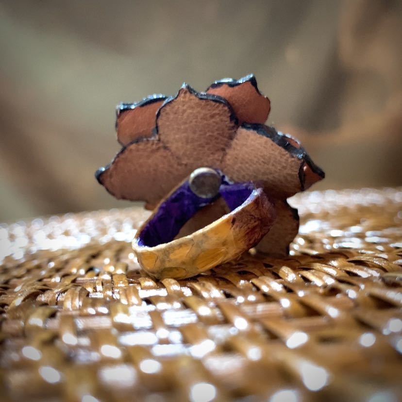 [ free shipping ][ hand made ] original leather . flower ring * free size 10~28 number * pastel color * in present .* ST_L1⑨