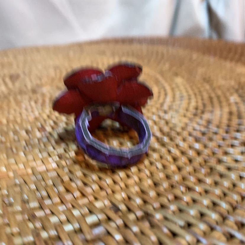 [ free shipping ][ hand made ] original leather . flower ring * free size 10~28 number * purple circle * in present .* ST_L1_20