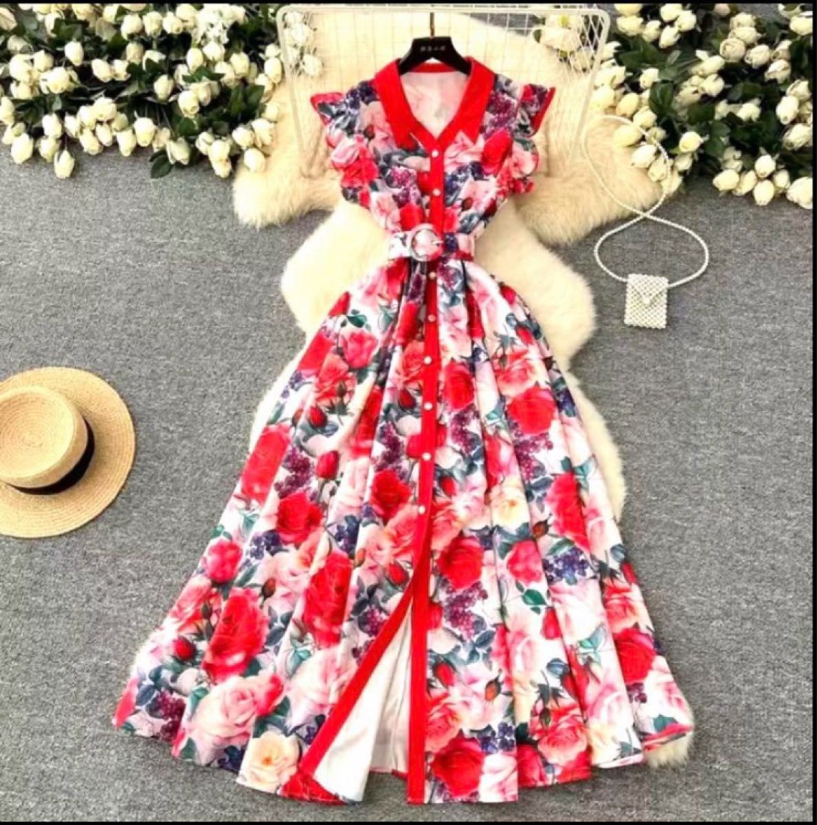 たまにゃん様専用】花柄ノースリーブロングワンピース たまにゃん様専用】花柄ノースリーブロングワンピース
