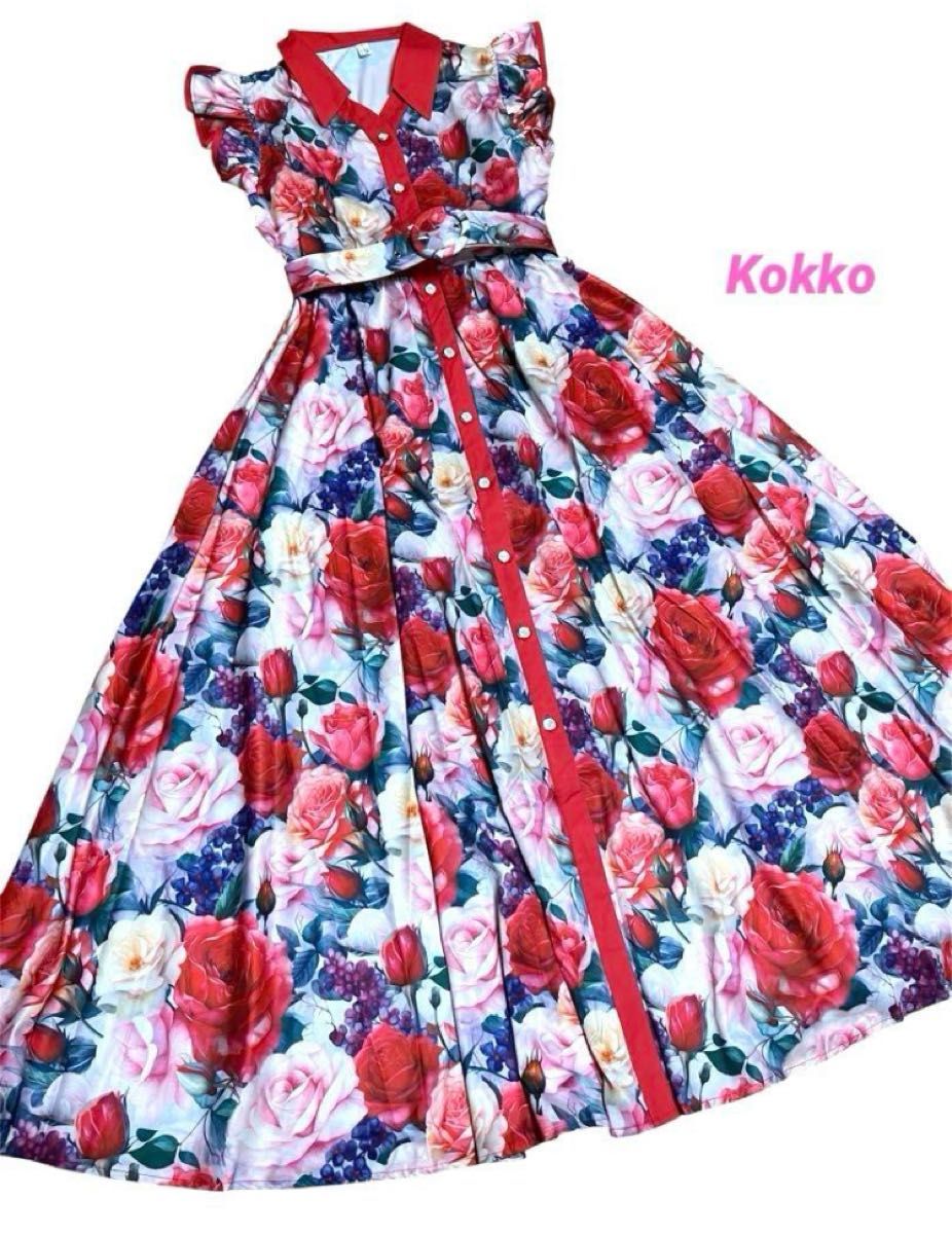 たまにゃん様専用】花柄ノースリーブロングワンピース たまにゃん様専用】花柄ノースリーブロングワンピース