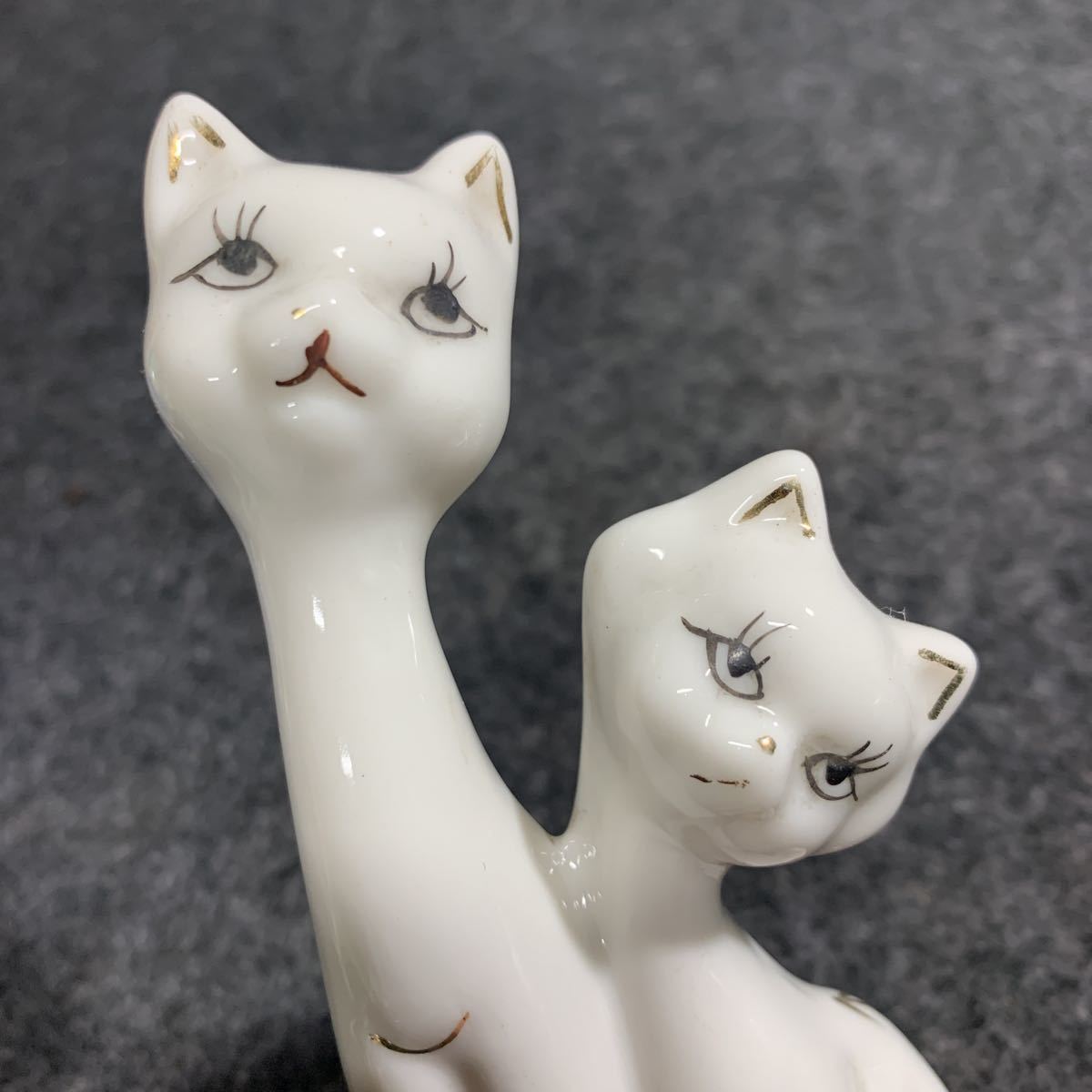 R0546 かわいい 猫 ペア 置物 陶器製 ねこ ネコ 昭和レトロ アンティーク_画像7