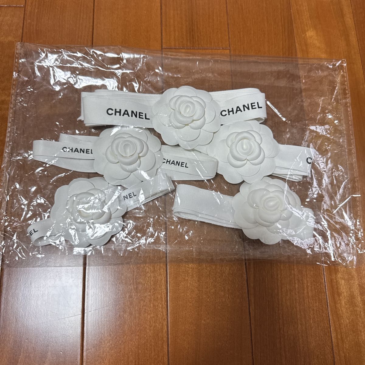 シャネル CHANEL カメリア付きリボン 5個セット 白 ホワイト 花 シャネル CHANEL カメリア付きリボン 5個セット 白 ホワイト 花