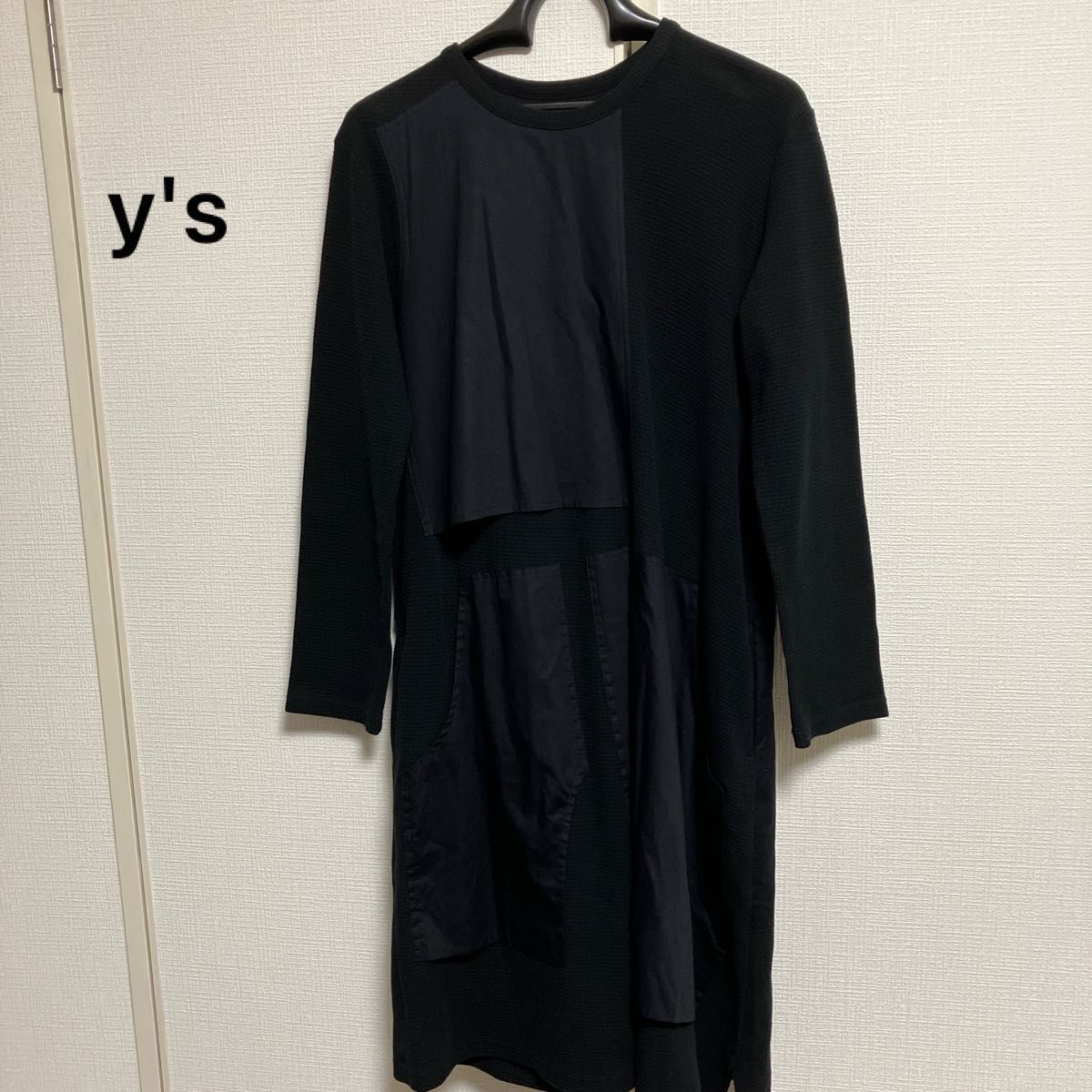 クリーニング済み】Y's ワイズ 長袖ワンピース ブラック サイズ2 クリーニング済み】Y's ワイズ 長袖ワンピース ブラック サイズ2