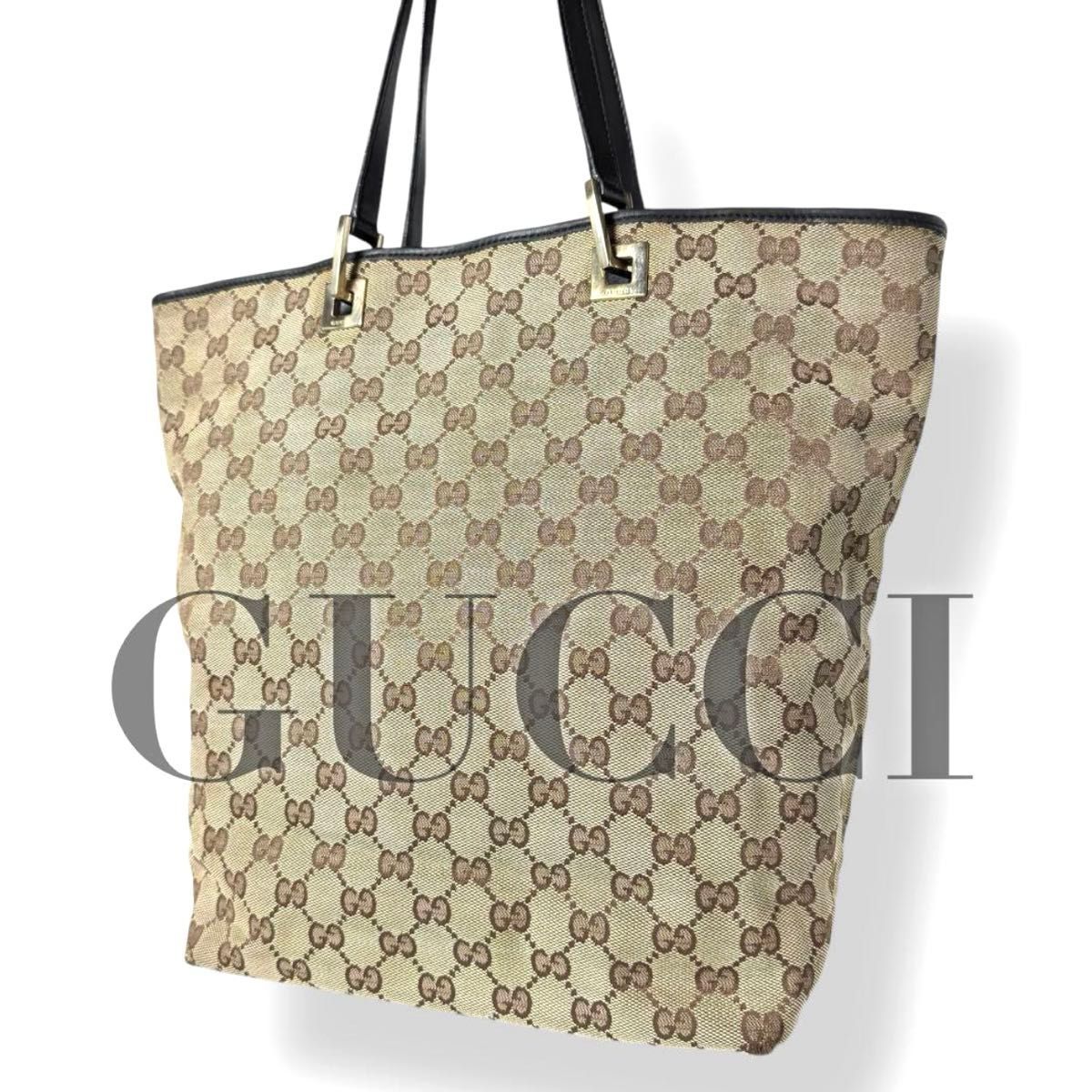 GUCCI GGキャンバス トートバッグ ゴールド金具 肩掛け 手提げ GUCCI GGキャンバス トートバッグ ゴールド金具 肩掛け 手提げ