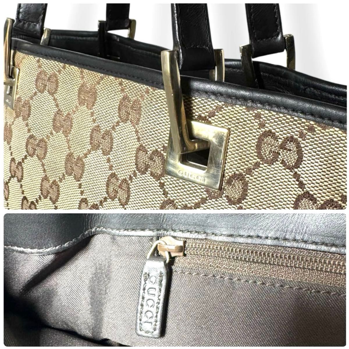 GUCCI GGキャンバス トートバッグ ゴールド金具 肩掛け 手提げ GUCCI GGキャンバス トートバッグ ゴールド金具 肩掛け 手提げ