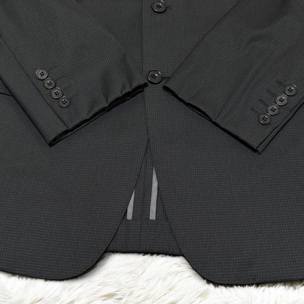 美品 BURBERRY BLACK LABEL セットアップ 黒 M 背抜き サイド 美品 BURBERRY BLACK LABEL セットアップ 黒 M 背抜き サイド