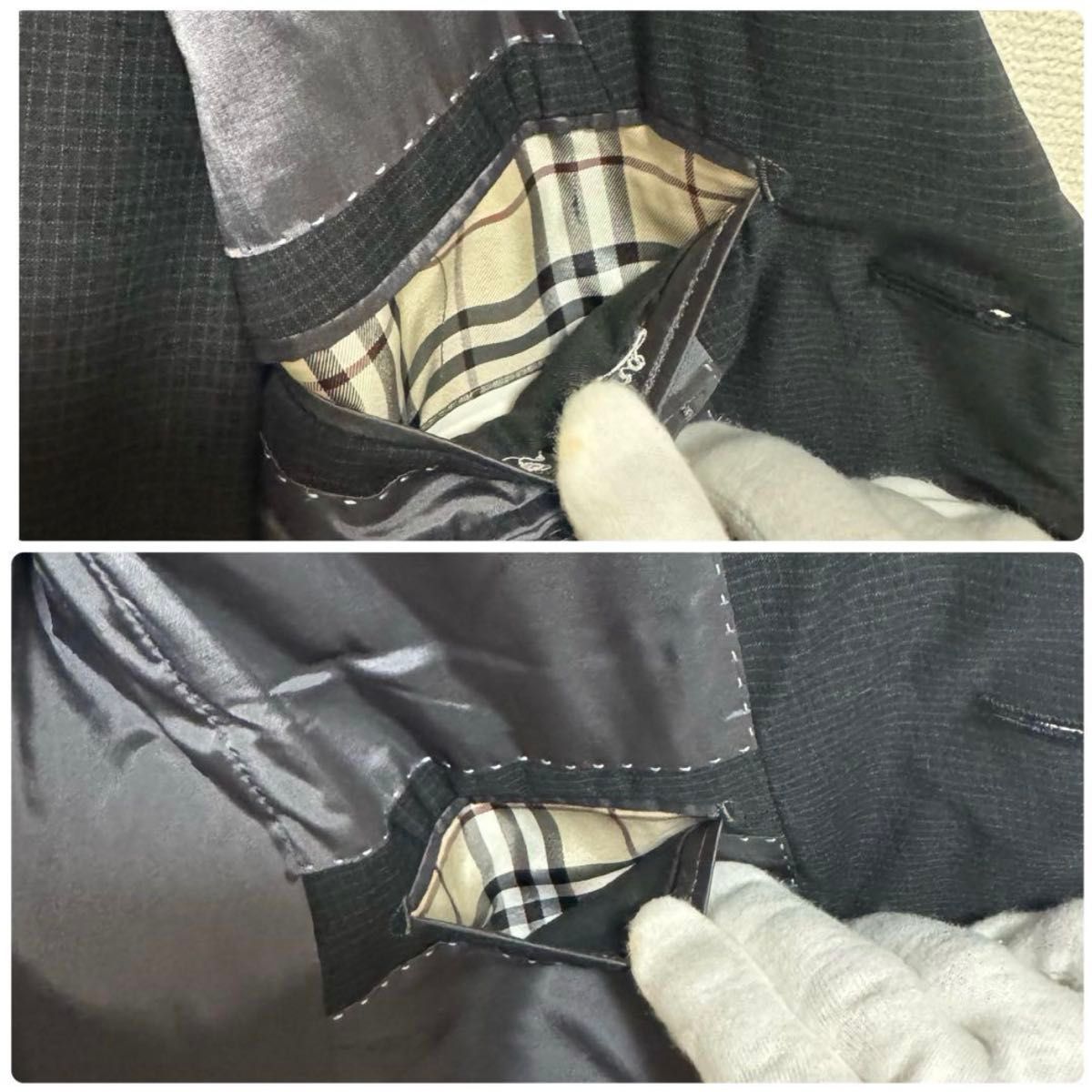 美品 BURBERRY BLACK LABEL セットアップ 黒 M 背抜き サイド 美品 BURBERRY BLACK LABEL セットアップ 黒 M 背抜き サイド